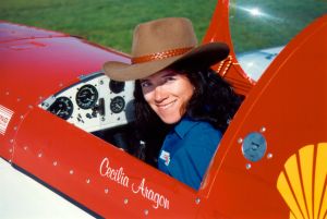 Cecilia Aragon in her Sabre airplane.